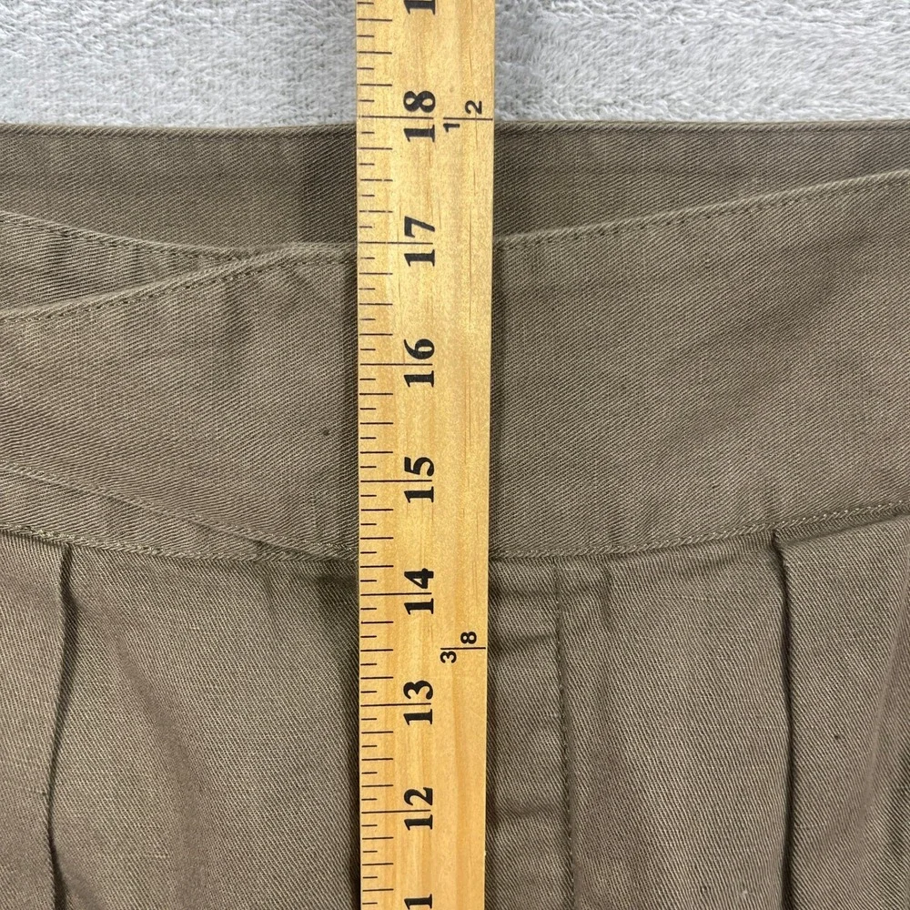 Banana Republic Pants Women 16 Olive Green Cotton Linen Pleated Cargo High Rise